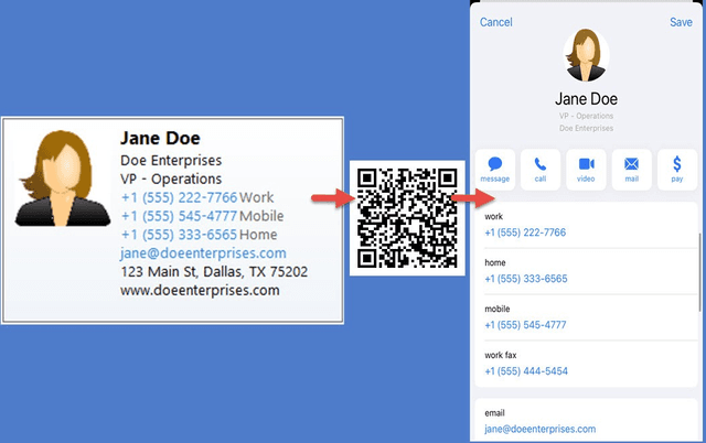 VCARD QR code generator